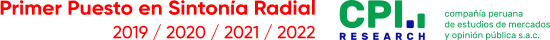 Primer Puesto en Sintonía Radial 2019 / 2020 / 2021 / 2022 compañía peruana de estudios de mercados y opinión pública s.a.c. R  E  S  E  A  R  C  H CPI