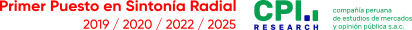 Primer Puesto en Sintonía Radial 2019 / 2020 / 2022 / 2025 compañía peruana de estudios de mercados y opinión pública s.a.c. R  E  S  E  A  R  C  H CPI